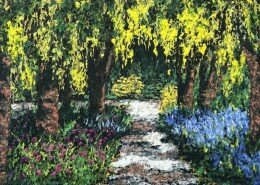 Chery Cratty, Fiber Artist from Tennessee, creates richly textured, nature inspired, fiber art pieces with plant fibers and pigments, or pulp paint.