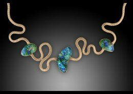 Debra Perry and Dana Marnell, Jewelers, create distinctive wearable jewelry of dichotic and stained glass, 14 KT gold-filled or Argentium sterling silver.