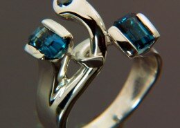 Roberto Vengoechea Jeweler in Black Mountain, NC creates contemporary geometric & architectural rings with precious metals, colored gemstones & diamonds.