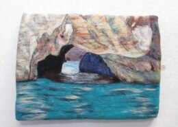 Rachel Nicholson is a fiber artist in Raleigh, NC. She creates decorative and wearable fiber pieces of dyed fleece felt.