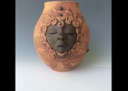 Carren Clarke is a potter in Richmond, Virginia. Working out of her Woodland Heights Studio, Carren creates wheel thrown vessels adorned with faces in relief. Geometry, texture and color add to the story of each piece.